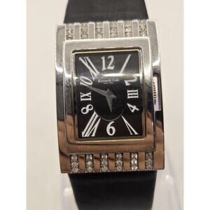 Kenneth Cole Ladies' Quartz 25mm Black Tank Watch. New Battery